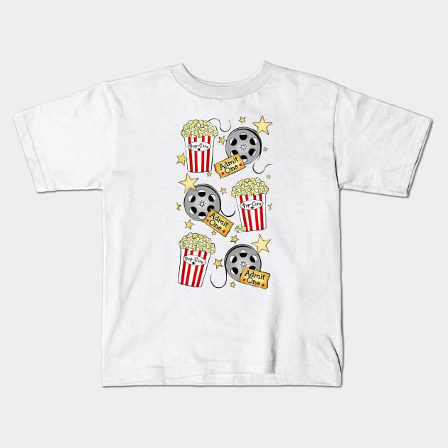 VIP Movie Night on white w/ pop corn Kids T-Shirt by FranBail